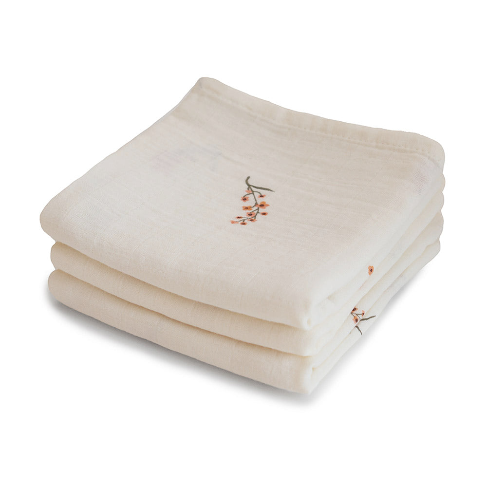 Mushie Organic Cotton Muslin Cloths (Pack of 3) - 4 Colors