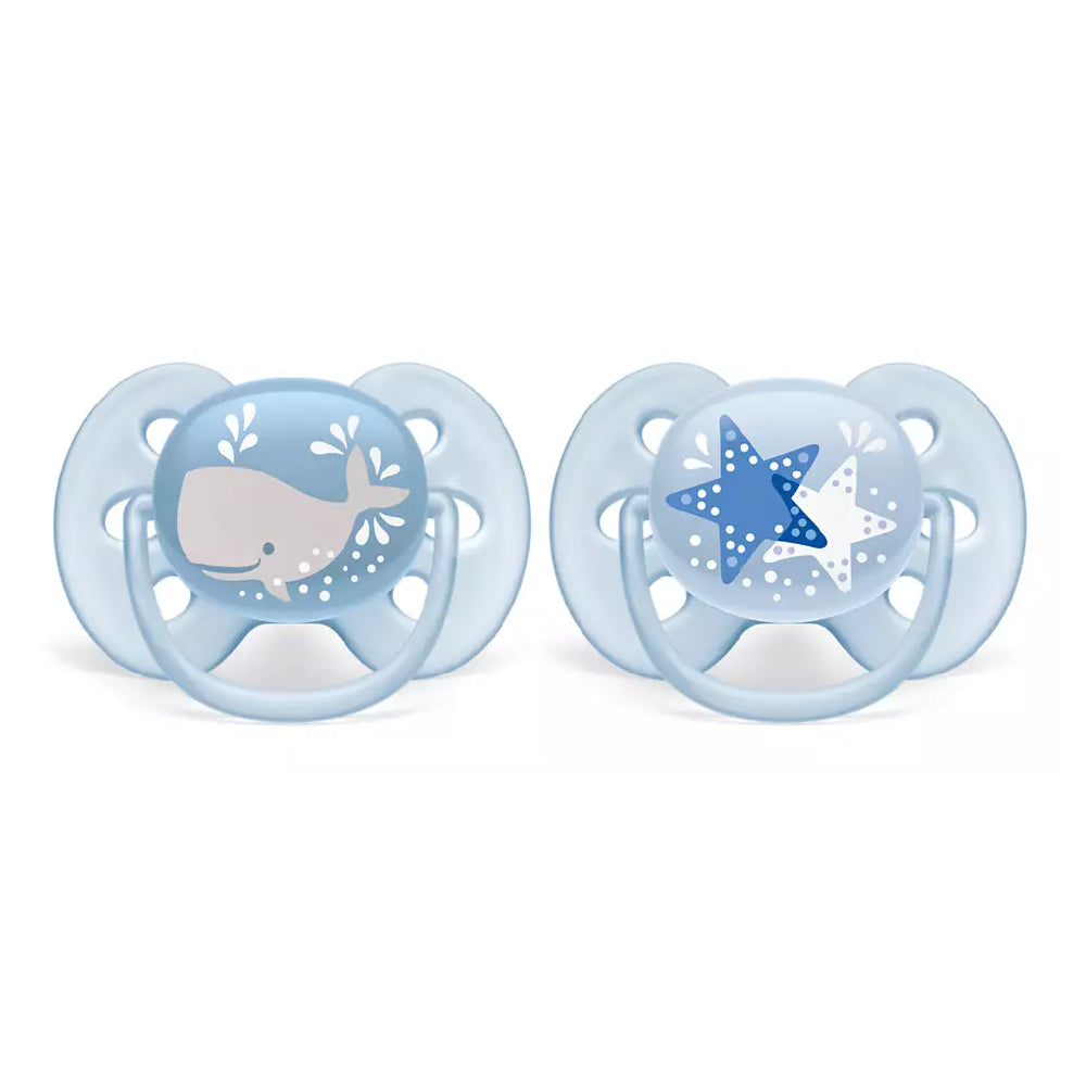 Philips Avent Ultra Soft Soother - Blue / Pink (0 -18M) (Twin Pack)