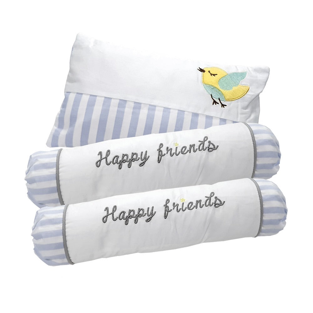 Happy Cot Happy Friends Baby Pillow & Bolster Set - Yellow / Blue