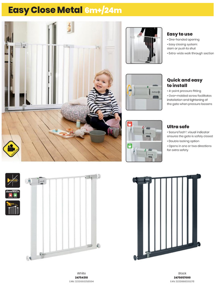 Safety 1st Easy Close Metal U-Pressure Fix Gate - White