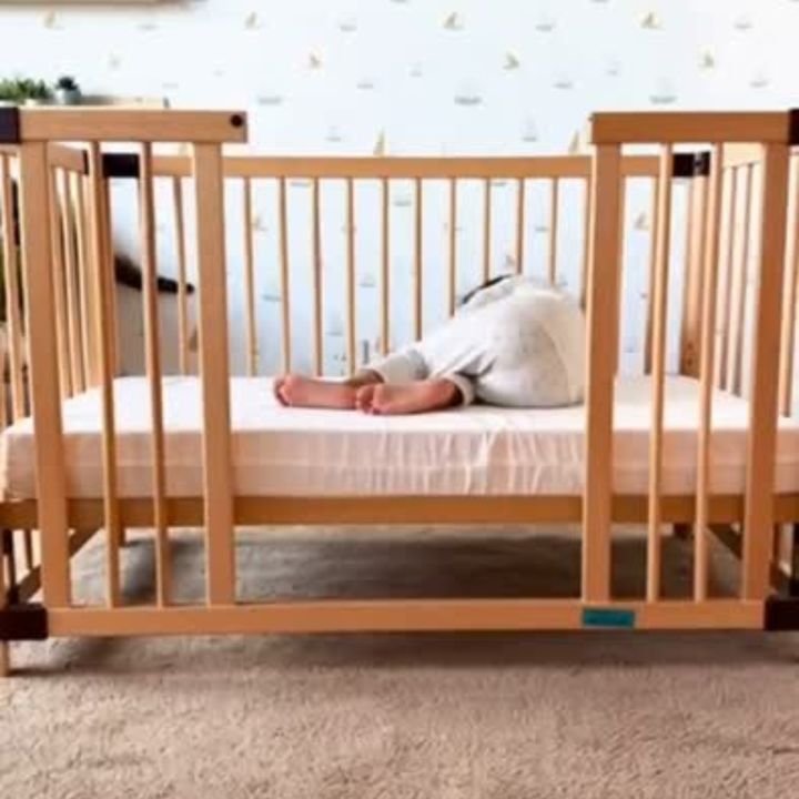 Happy Cot Happy Swing Natural Beech Wood Multifunctional 4-in-1 Baby Cot (Online Exclusive)
