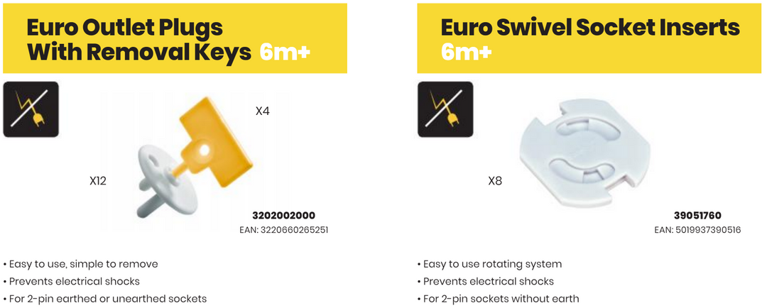 Safety 1st Euro Sockets Inserts / Outlet Plugs With Removal Keys