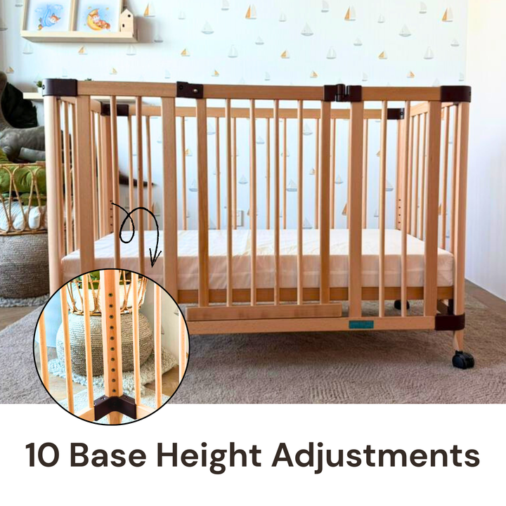 Happy Cot Happy Swing Natural Beech Wood Multifunctional 4-in-1 Baby Cot (Online Exclusive)