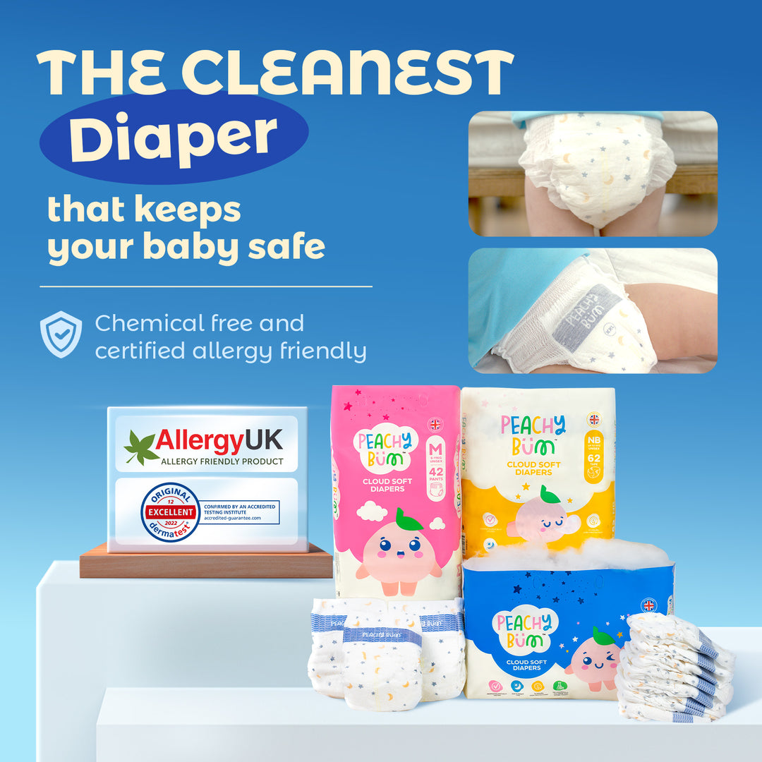 PeachyBum Cloud Soft Tape Diapers | 4 Sizes | Carton Deal