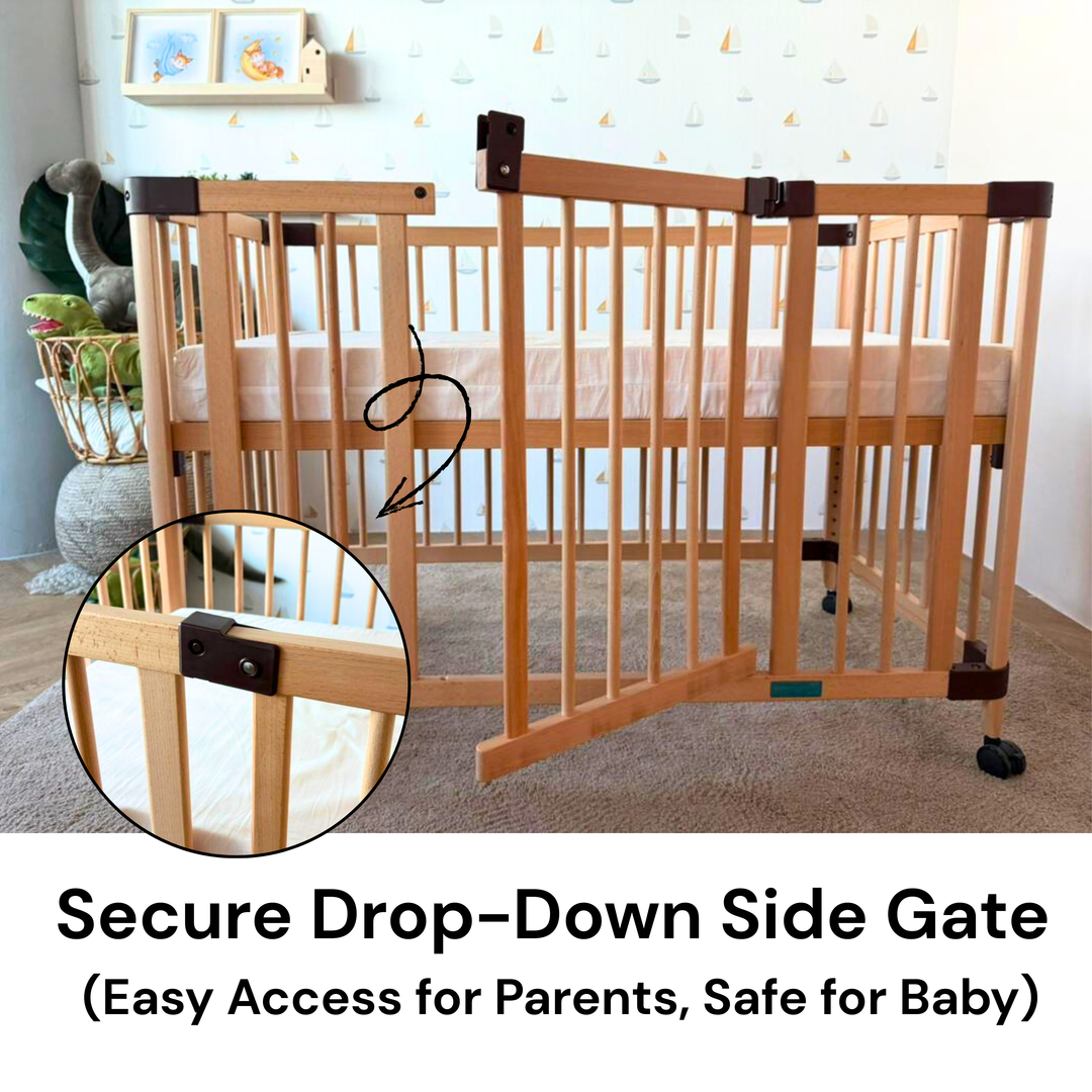 Happy Cot Happy Swing Natural Beech Wood Multifunctional 4-in-1 Baby Cot (Online Exclusive)