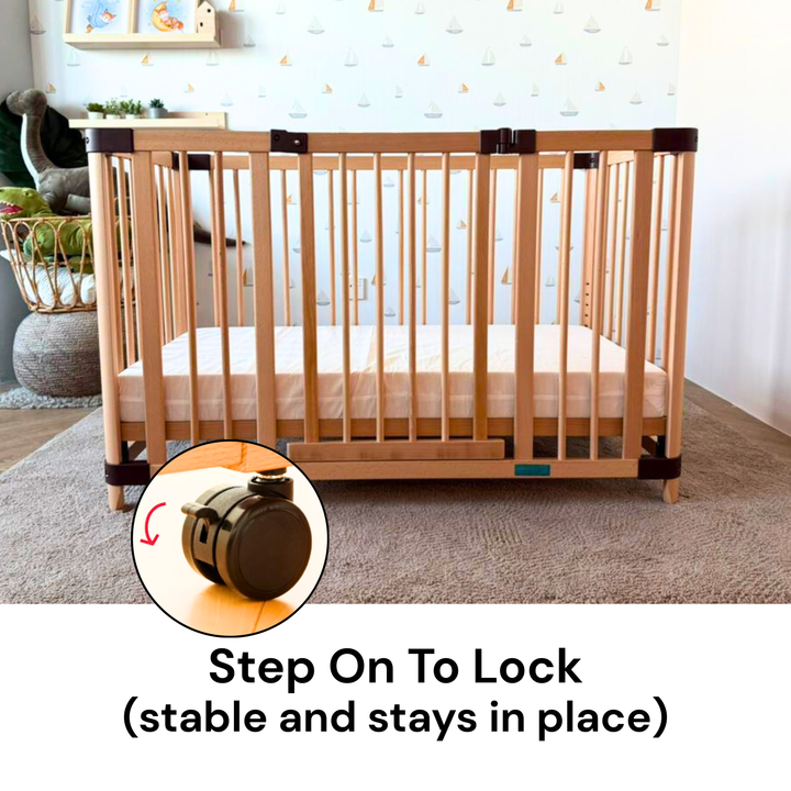 Happy Cot Happy Swing Natural Beech Wood Multifunctional 4-in-1 Baby Cot (Online Exclusive)