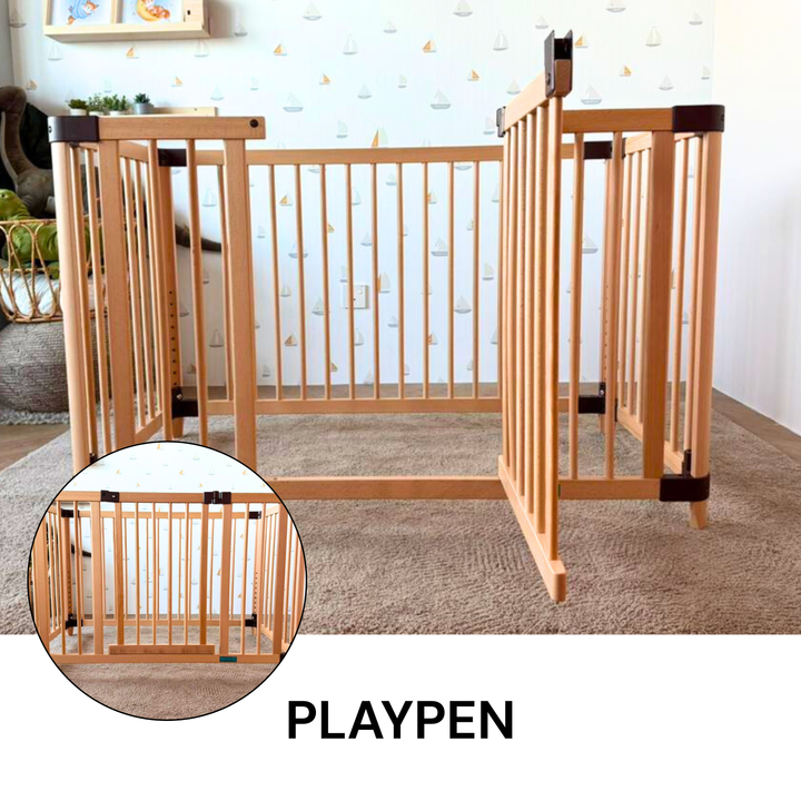 Happy Cot Happy Swing Natural Beech Wood Multifunctional 4-in-1 Baby Cot (Online Exclusive)