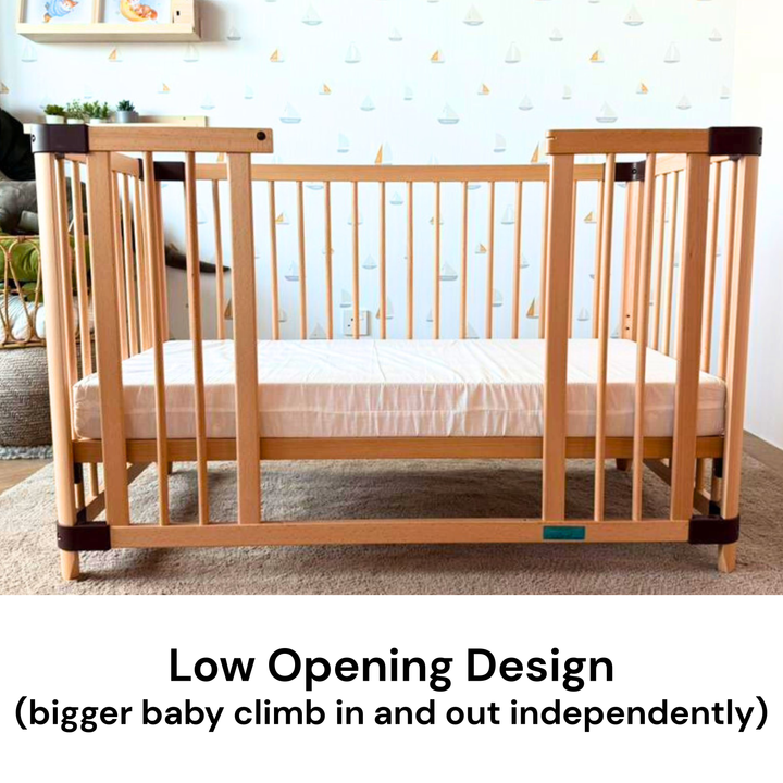 Happy Cot Happy Swing Natural Beech Wood Multifunctional 4-in-1 Baby Cot (Online Exclusive)