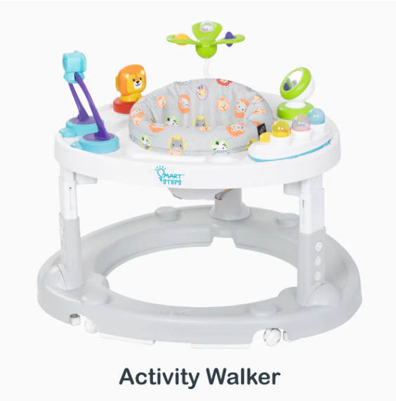 Baby Trend Bounce N Glide 3-in-1 Activity Center Walker with STEM Learning Toys - Safari Toss