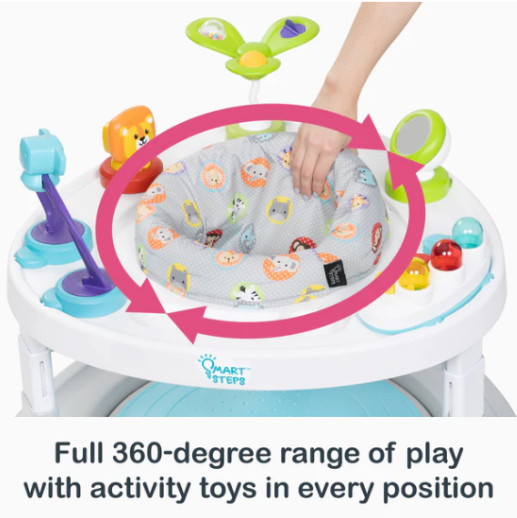 Baby Trend Bounce N Glide 3-in-1 Activity Center Walker with STEM Learning Toys - Safari Toss