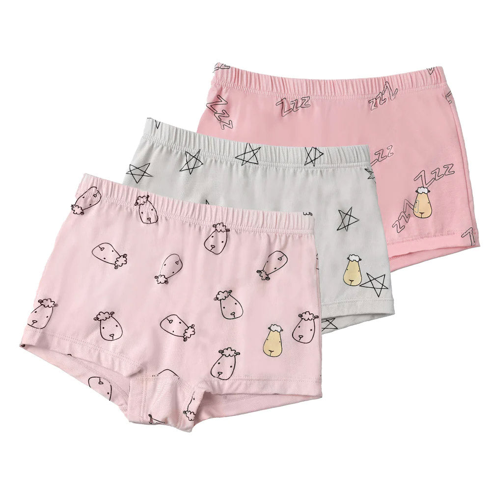 MooMooKow Baa Baa Sheepz Set of 3 Girls Boxers (1 - 8 Years) - Various Designs]