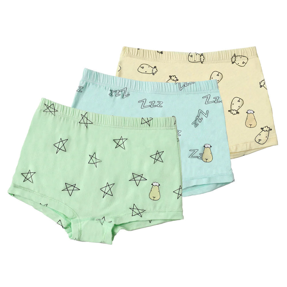 MooMooKow Baa Baa Sheepz Set of 3 Girls Boxers (1 - 8 Years) - Various Designs]