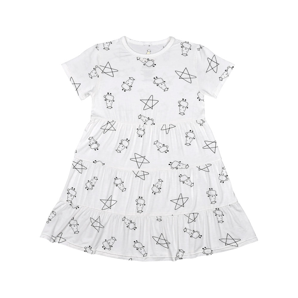 MooMooKow Baa Baa Sheepz Tiered Dress (12M - 4Y)