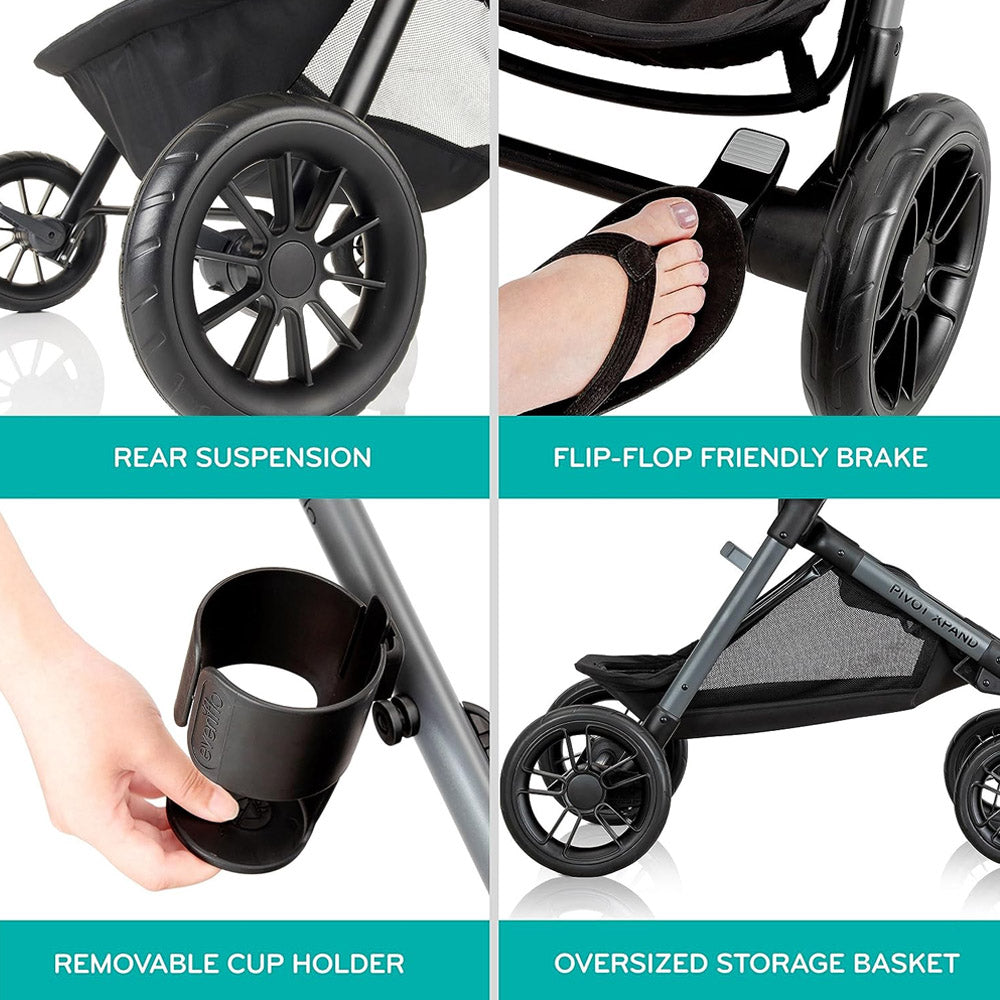 Evenflo Pivot Xpand™ Travel System w/ LiteMax Infant Car Seat - Ayrshire Black (Online Exclusive)