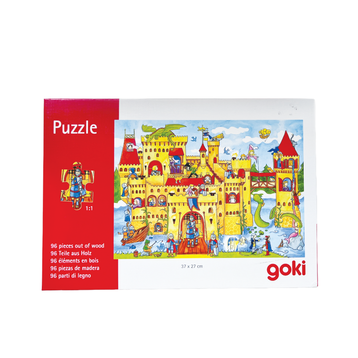 Goki Wooden Puzzle (96pcs) - Horse Show / Riding Stable / Tractor / Exploring Nature / Castle / Pink Castle / Christmas