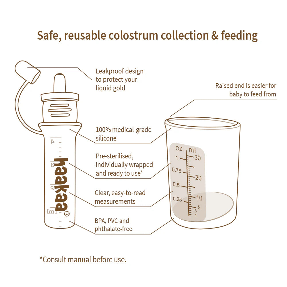 Haakaa Pre-sterilised Silicone Colostrum Collector Feeding Pack - 6pcs