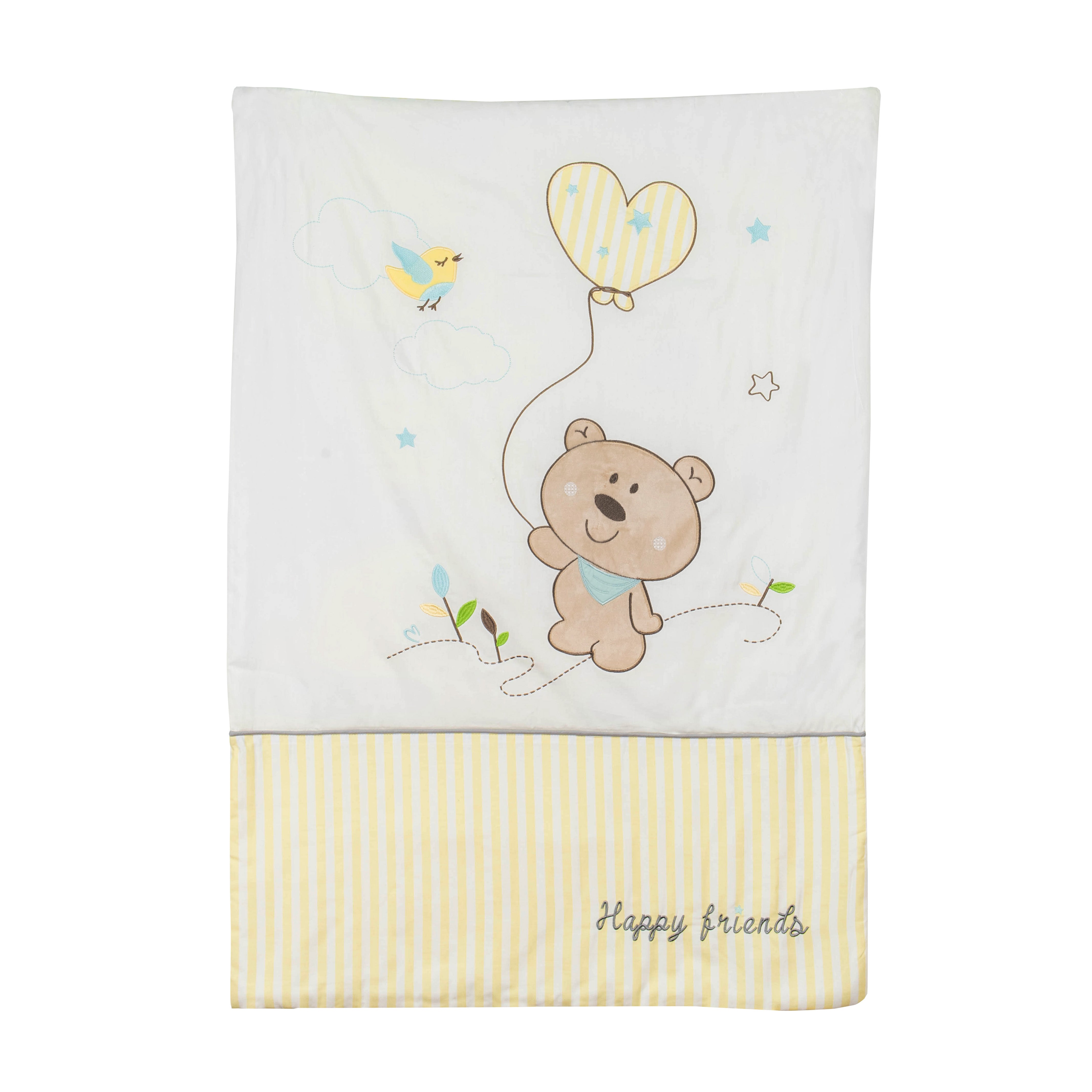 Happy Cot 100% Cotton Baby Comforter - Happy Friends (Blue / Yellow)