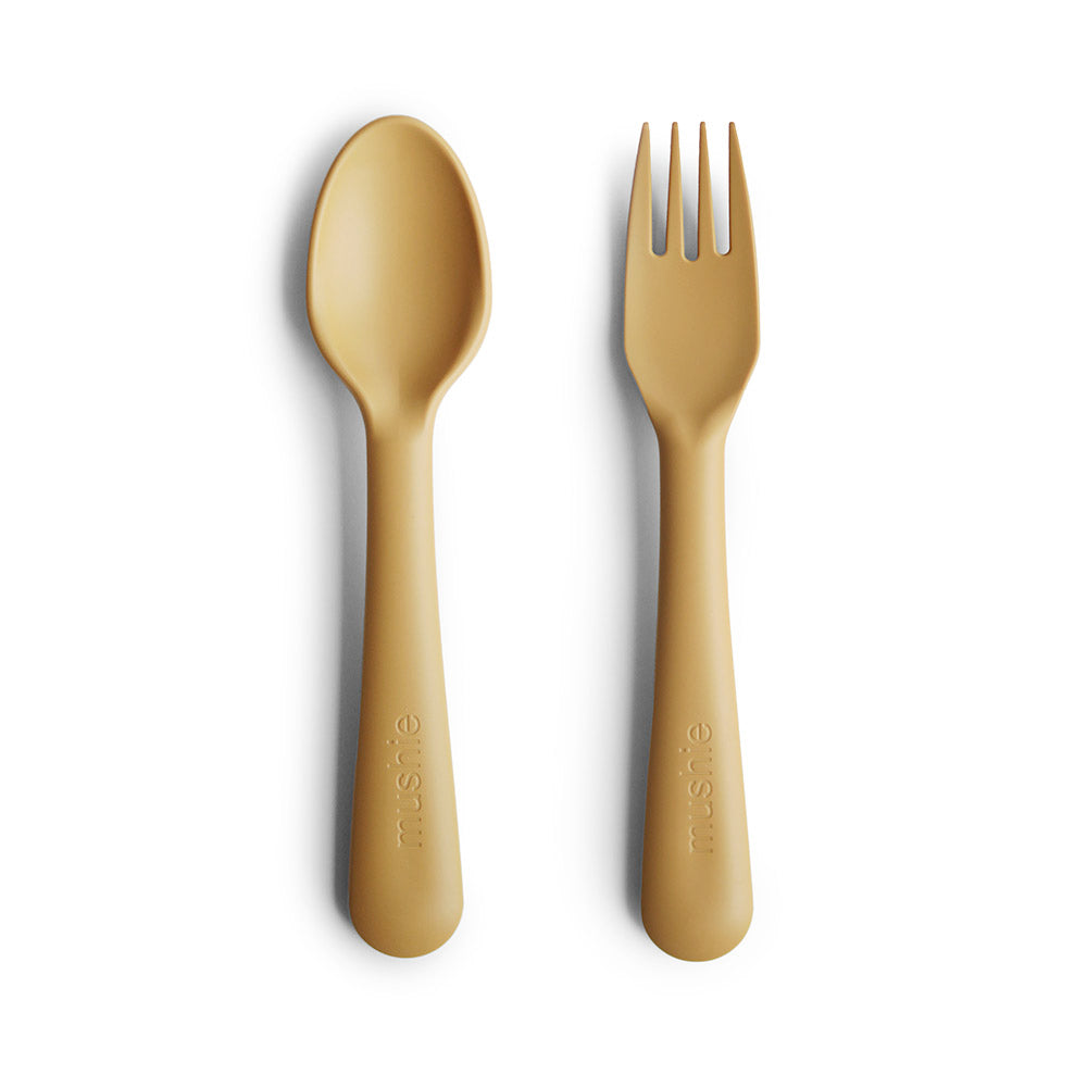 Mushie Dinnerware Fork & Spoon Set - 9 Colors