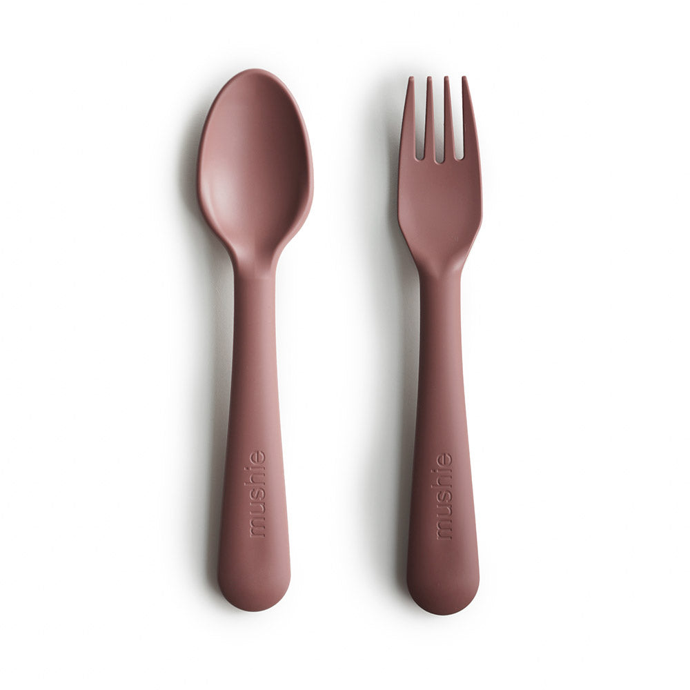 Mushie Dinnerware Fork & Spoon Set - 9 Colors