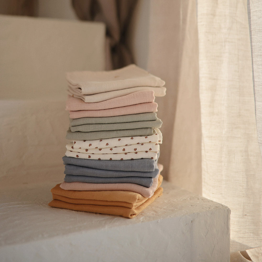 Mushie Organic Cotton Muslin Cloths (Pack of 3) - 4 Colors