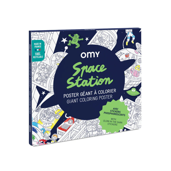 OMY Giant Coloring Poster - Space Station + Stickers (100 x 70cm)