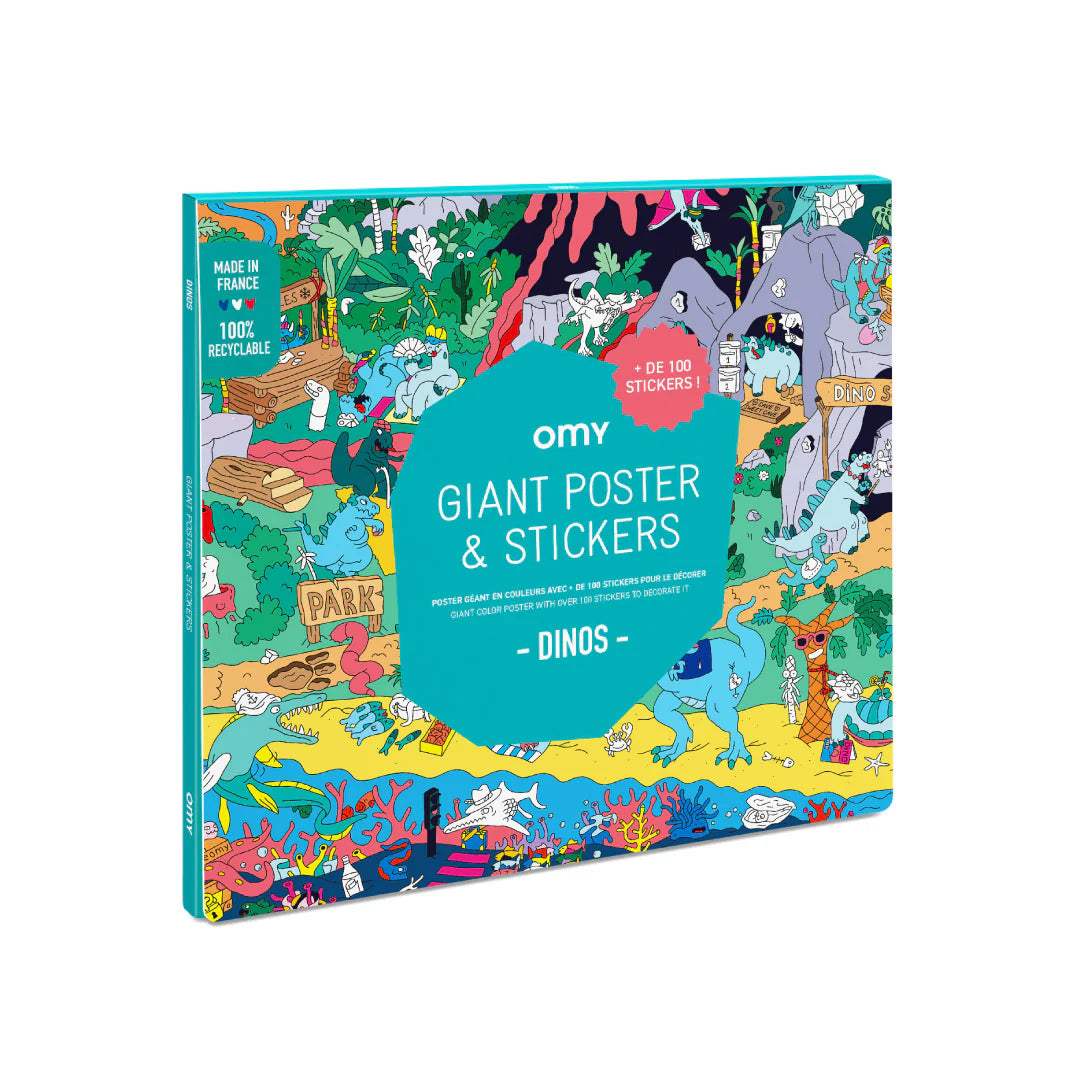 OMY Giant Poster & Stickers - Dinos (100 x 70cm)