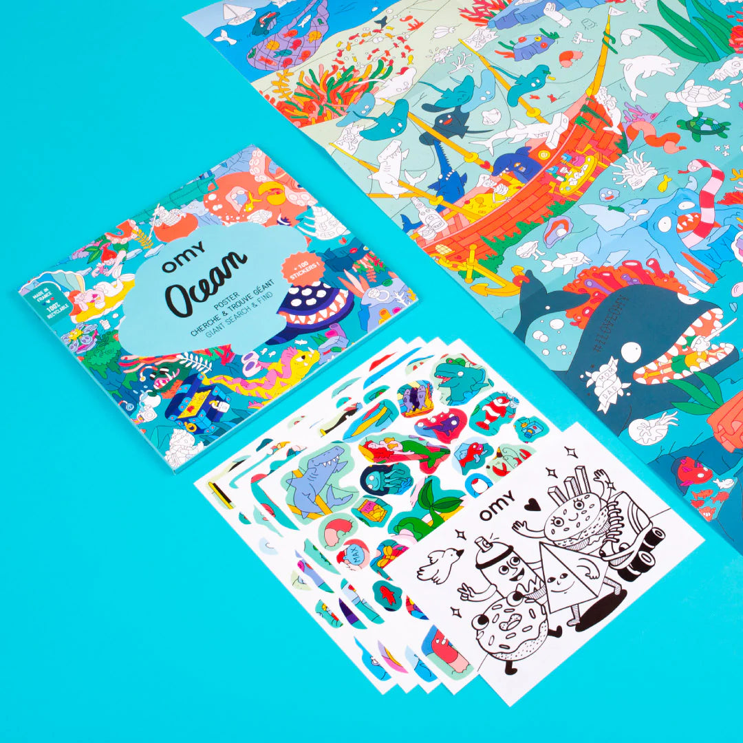 OMY Giant Poster & Stickers - Ocean (100 x 70cm)