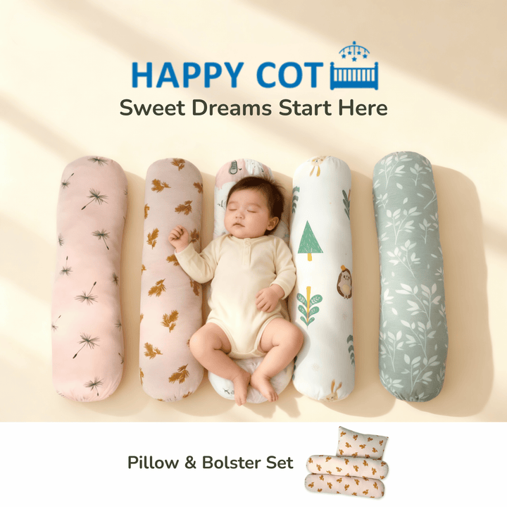 Happy Cot Pillow Bolster Set-Various Designs