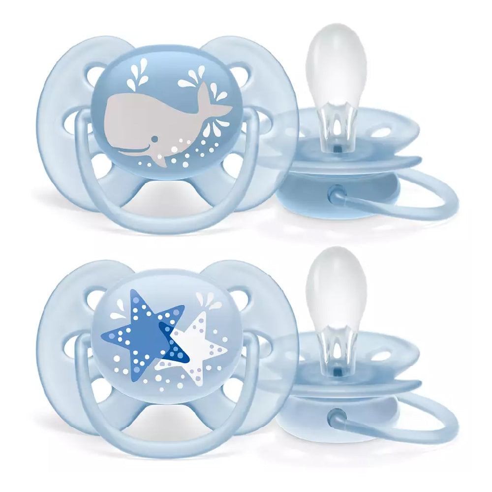 Philips Avent Ultra Soft Soother - Blue / Pink (0 -18M) (Twin Pack)