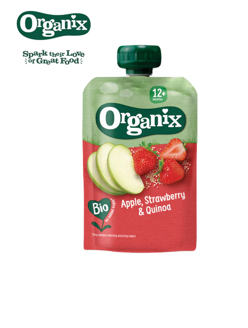 Organix Purée Pouch | Apple, Strawberry and Quinoa - 100g | 12mths+