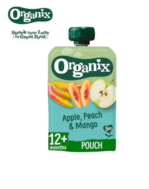 Organix Fruit Purée Pouch | Apple, Peach and Mango - 100g | 12mths+
