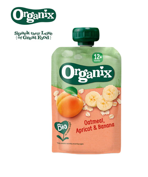 Organix Fruit Purée Pouch | Oatmeal, Apricot and Banana - 100g | 12mths+