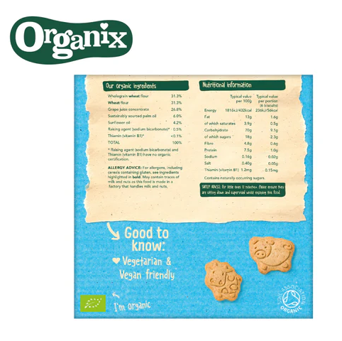 Organix Farm Animal Toddler Biscuits - 100g | 12mths+