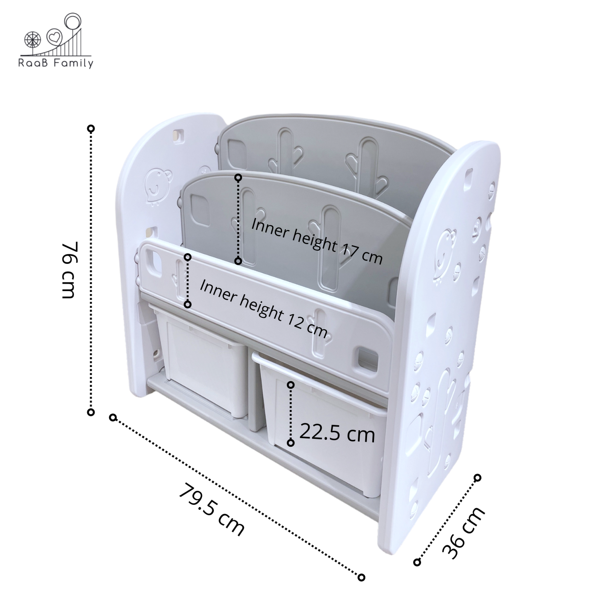 RaaB Family™ Kids Bookshelf Book Rack with Toy Storage Organiser