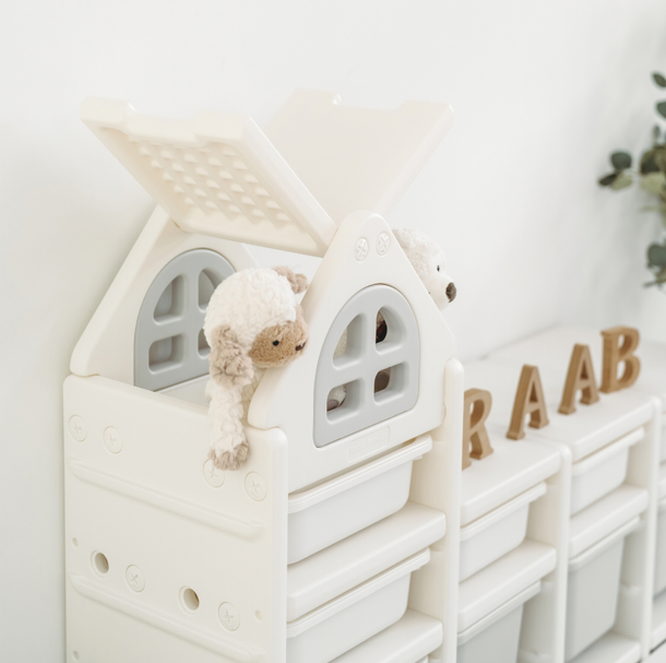 RaaB Family™ HOUSE Kids Storage Cabinet Toy Storage Organiser Toy Storage Rack Toy Boxes Premium Non Toxic Food Grade HDPE Material