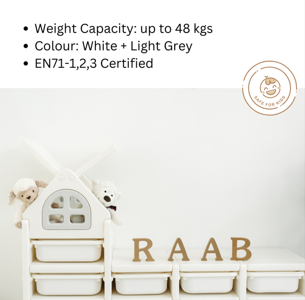 RaaB Family™ HOUSE Kids Storage Cabinet Toy Storage Organiser Toy Storage Rack Toy Boxes Premium Non Toxic Food Grade HDPE Material