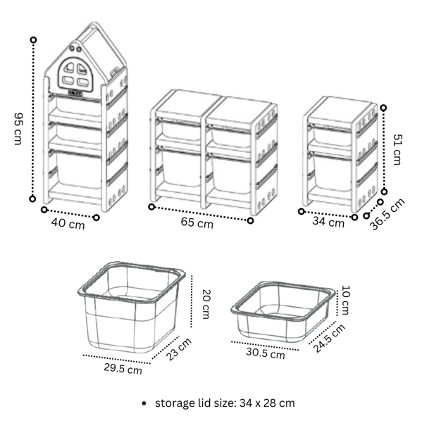 RaaB Family™ HOUSE Kids Storage Cabinet Toy Storage Organiser Toy Storage Rack Toy Boxes Premium Non Toxic Food Grade HDPE Material