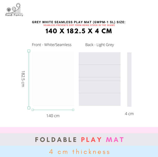 RaaB Family™ Full Range Of Playmat - 8 Layers HD Foam, Antibacterial Surface, Anti-Slip Base, Foldable, Seamless, Vegan PU Leather