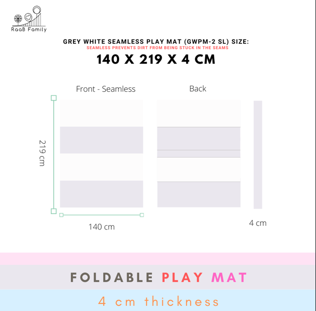 RaaB Family™ Full Range Of Playmat - 8 Layers HD Foam, Antibacterial Surface, Anti-Slip Base, Foldable, Seamless, Vegan PU Leather