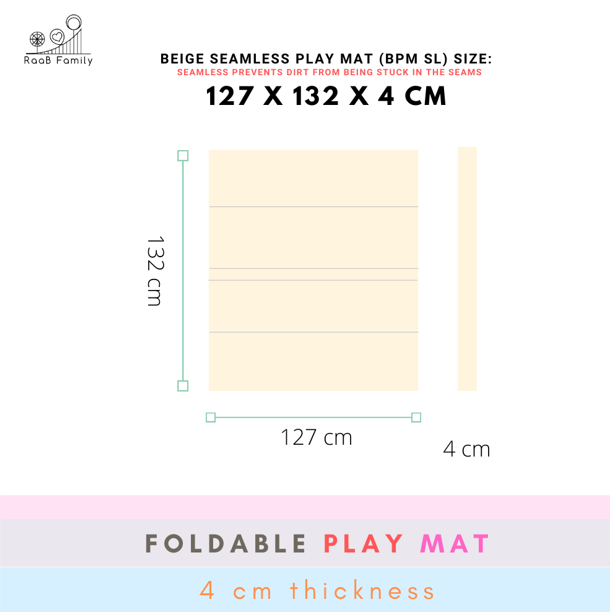 RaaB Family™ Full Range Of Playmat - 8 Layers HD Foam, Antibacterial Surface, Anti-Slip Base, Foldable, Seamless, Vegan PU Leather