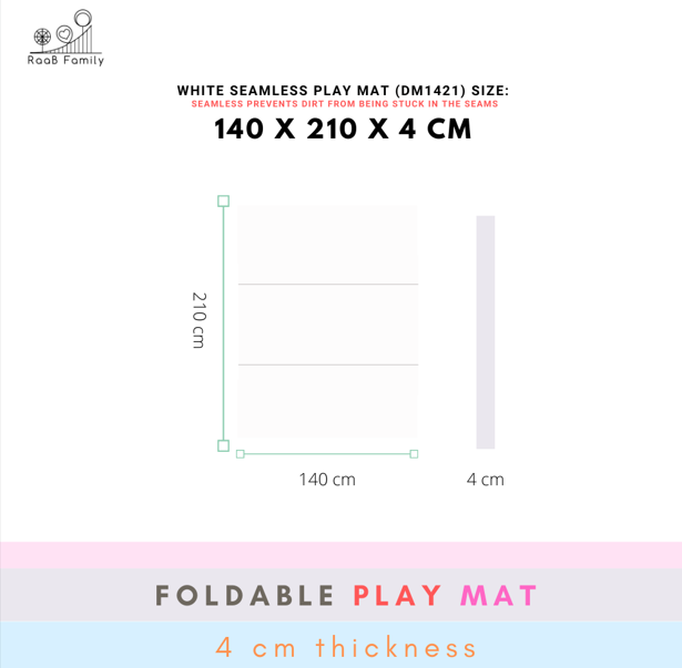 RaaB Family™ Full Range Of Playmat - 8 Layers HD Foam, Antibacterial Surface, Anti-Slip Base, Foldable, Seamless, Vegan PU Leather
