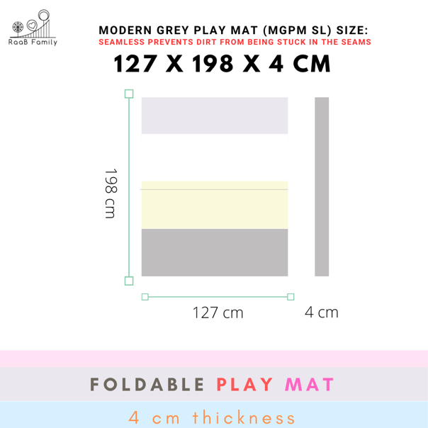 RaaB Family™ Full Range Of Playmat - 8 Layers HD Foam, Antibacterial Surface, Anti-Slip Base, Foldable, Seamless, Vegan PU Leather
