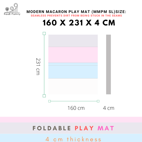 RaaB Family™ Full Range Of Playmat - 8 Layers HD Foam, Antibacterial Surface, Anti-Slip Base, Foldable, Seamless, Vegan PU Leather
