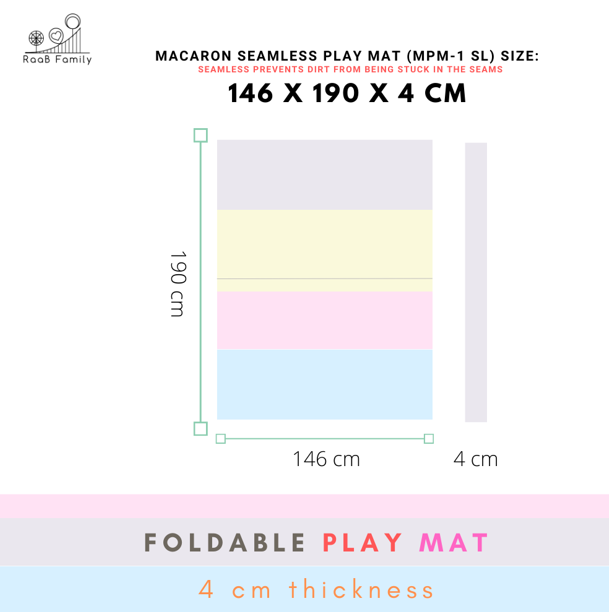 RaaB Family™ Full Range Of Playmat - 8 Layers HD Foam, Antibacterial Surface, Anti-Slip Base, Foldable, Seamless, Vegan PU Leather