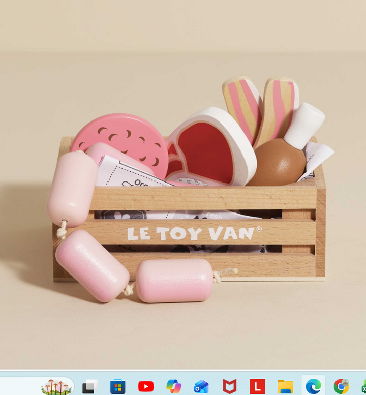 Le Toy Van Wooden Market Crate - Butchers Meat