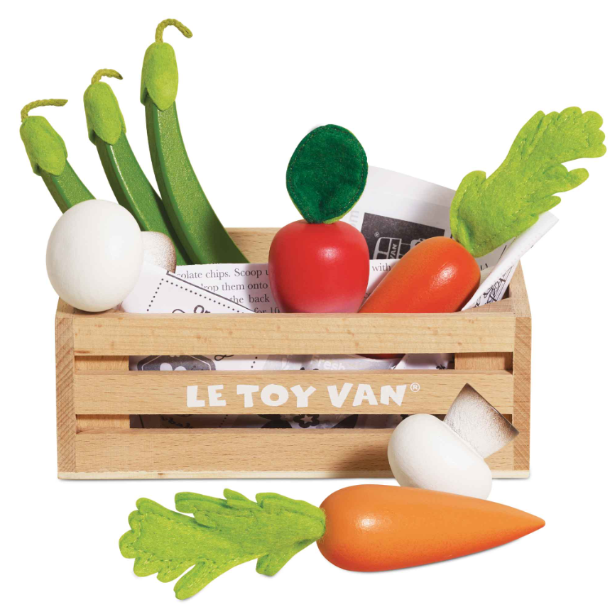 Le Toy Van Wooden Market Crate - Harvest Vegetables