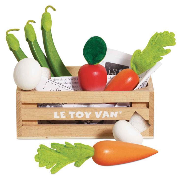 Le Toy Van Wooden Market Crate - Harvest Vegetables