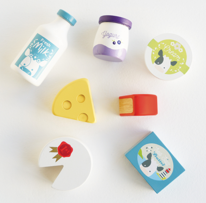 Le Toy Van Wooden Market Crate - Cheese & Dairy