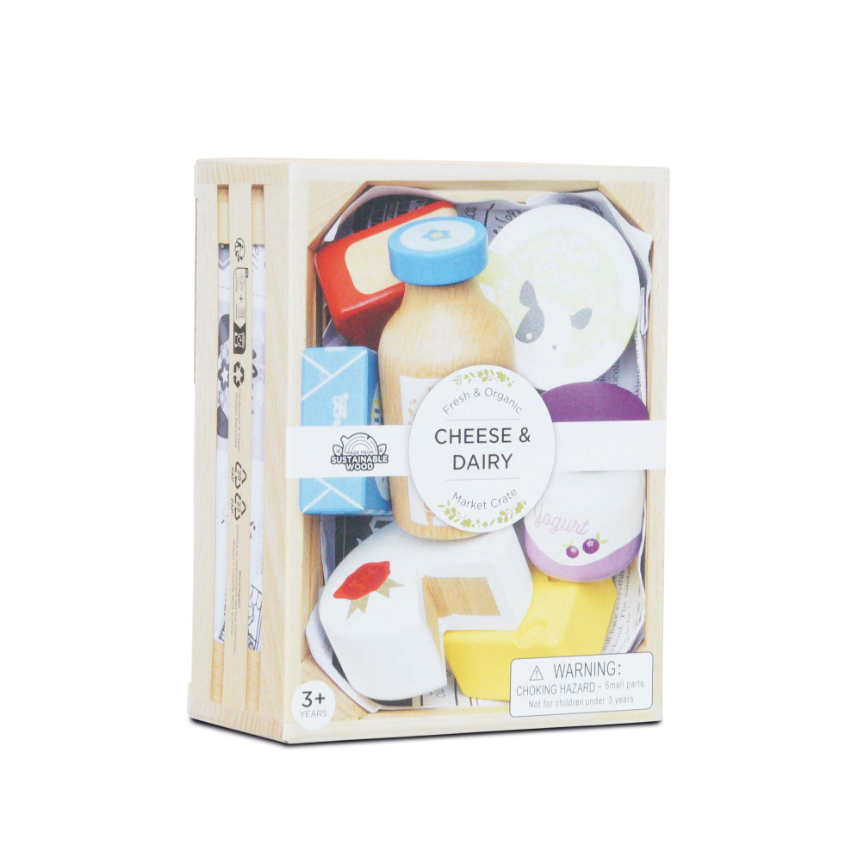Le Toy Van Wooden Market Crate - Cheese & Dairy