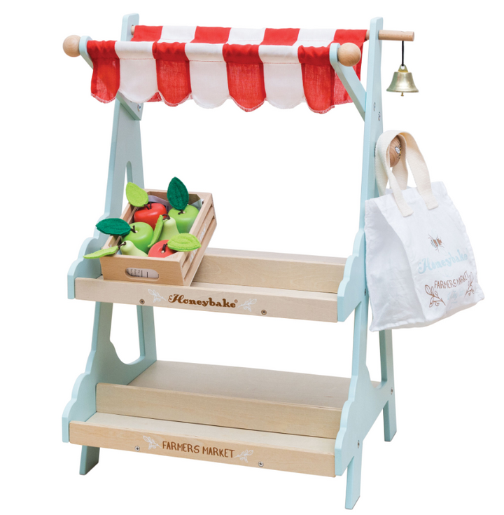 Le Toy Van Wooden Market Stall & Fruit Play Food Crate